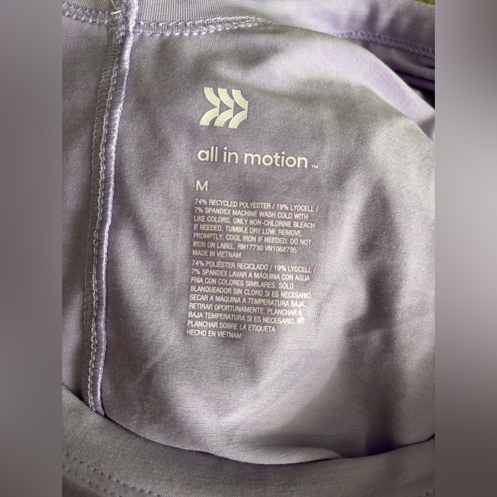 NWT All in Motion Moisture Wicking Lavender Top - Picture 2 of 8